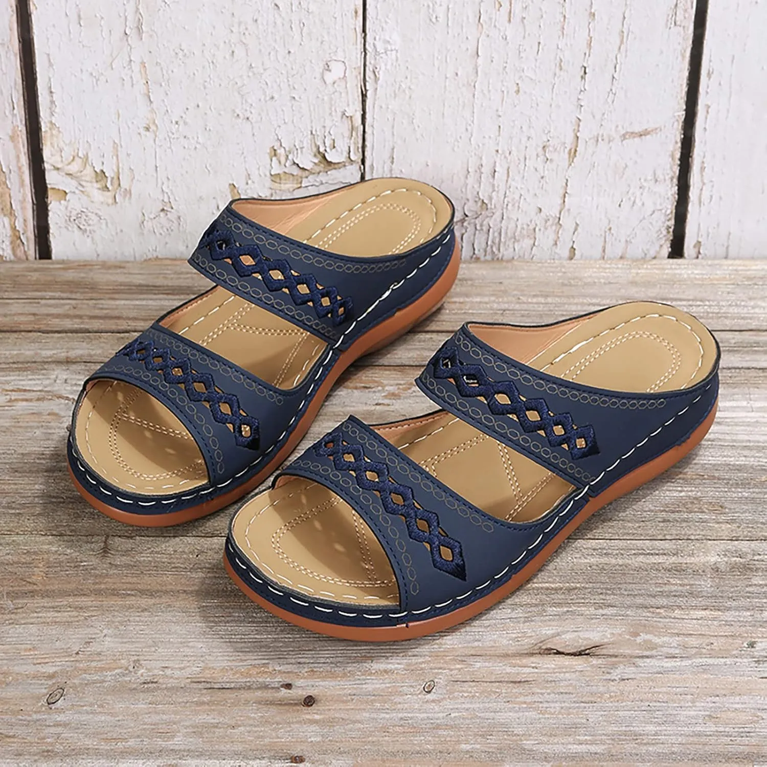 Eduavar Sandals for Women Dressy, Sandals Women Dressy Summer Retro Sandals Open Toe Anti-Slip Comfy Walking Sandals