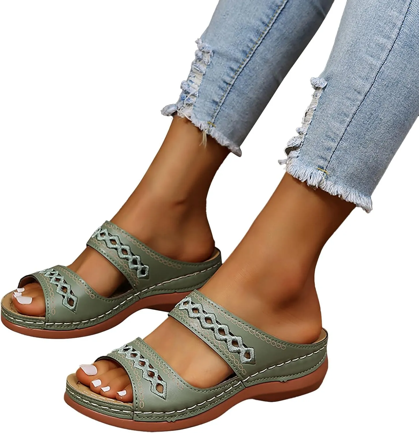 Eduavar Sandals for Women Dressy, Sandals Women Dressy Summer Retro Sandals Open Toe Anti-Slip Comfy Walking Sandals