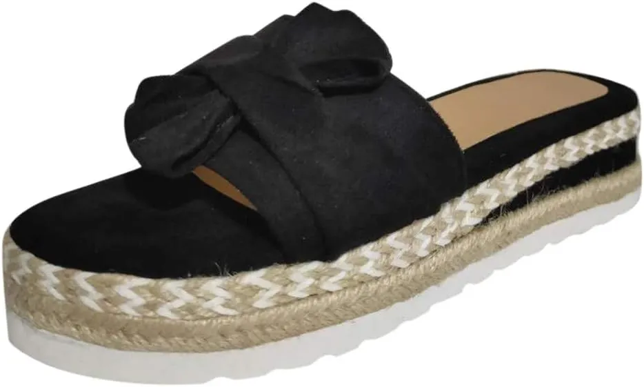 Eduavar Sandals for Women Dressy, Summer Sandals for Women 2023 Bow Tie Sandals Slip On Espadrille Platform Sandals