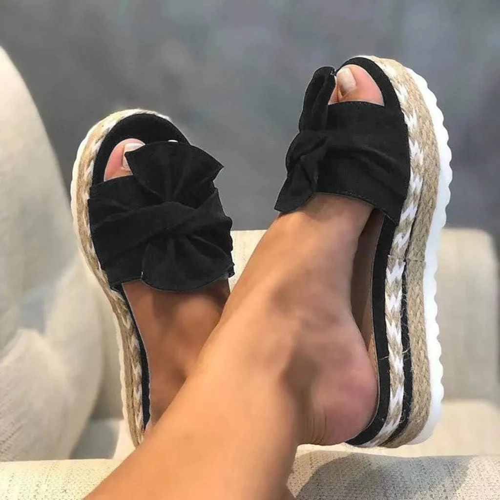 Eduavar Sandals for Women Dressy, Summer Sandals for Women 2023 Bow Tie Sandals Slip On Espadrille Platform Sandals