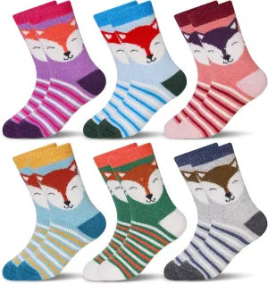 Eocom Kids Wool Socks For Boys Girls Warm Hiking Thermal Winter Cozy Soft Thick Toddlers Crew Boot Socks 6 Pairs