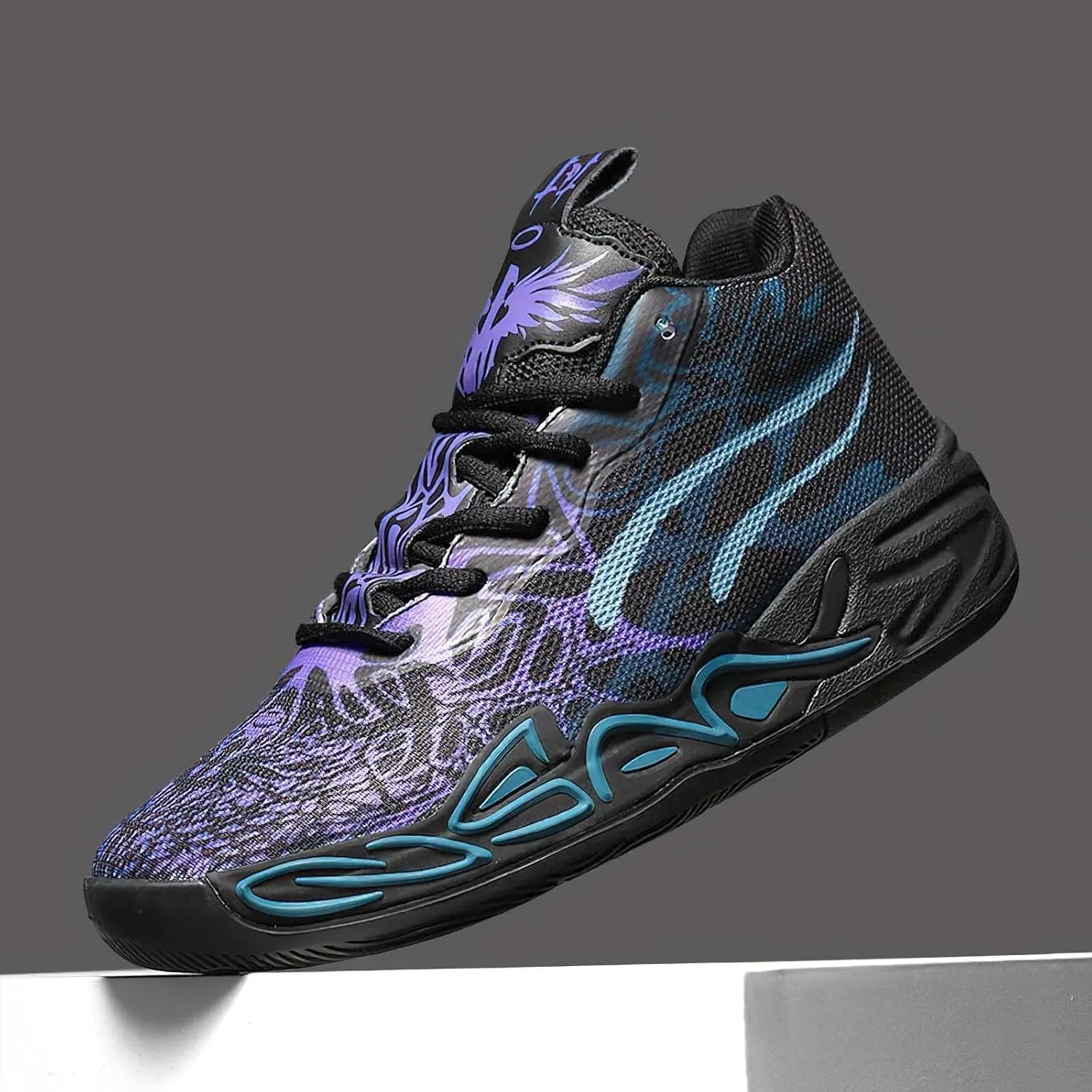 Exusiai Mens High Top Basketball Shoes Fashion Breathable Non Slip Outdoor Sneakers Comfortable Cushioning Athletic