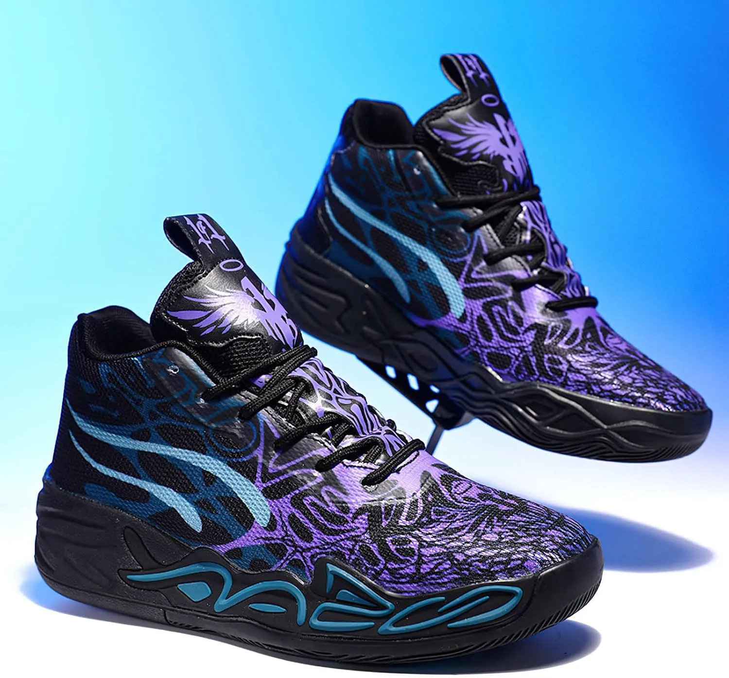 Exusiai Mens High Top Basketball Shoes Fashion Breathable Non Slip Outdoor Sneakers Comfortable Cushioning Athletic
