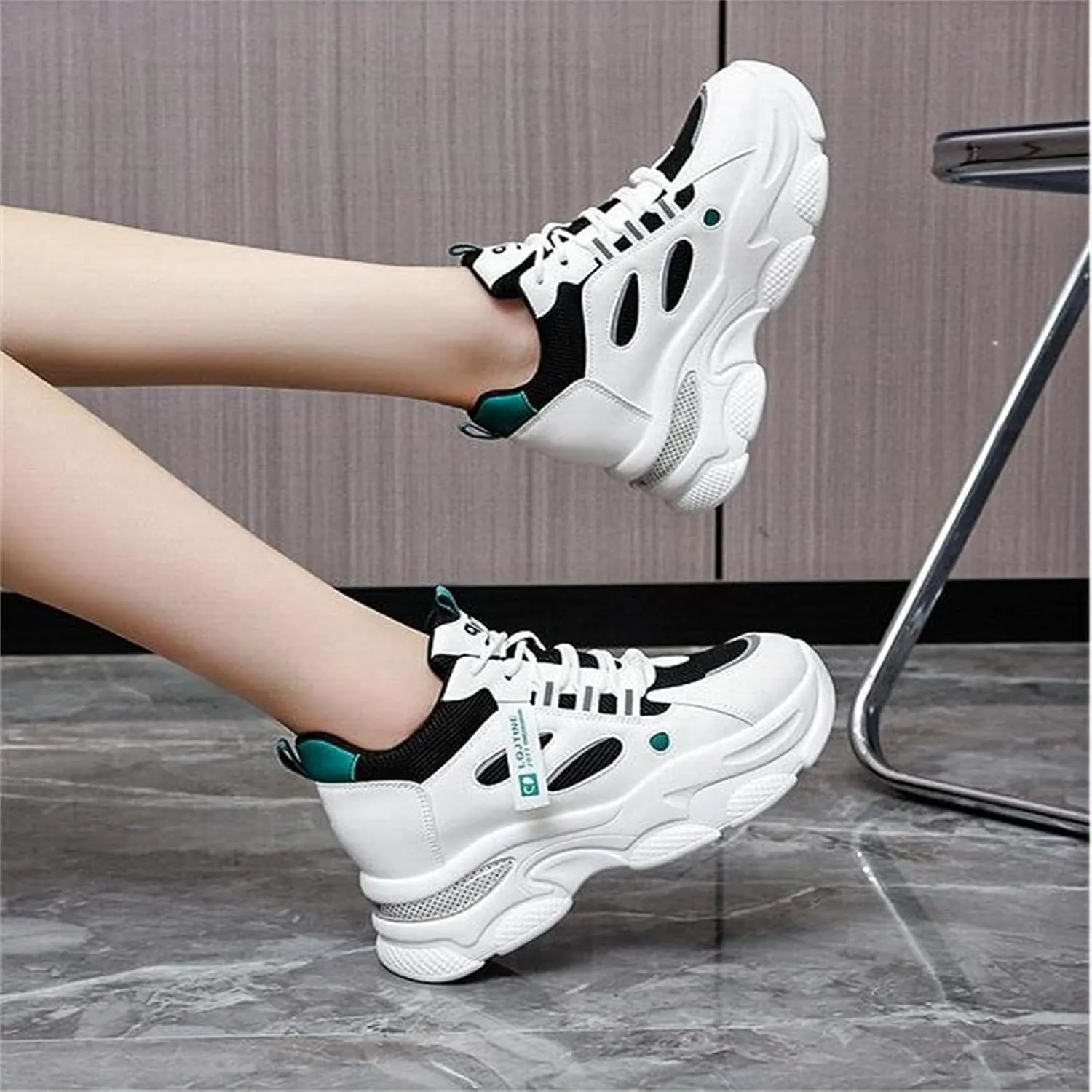 Fashion Chunky Platform Sneakers for Womens Breathable Mesh Comfortable Non-Slip Walking Shoes Outdoor Sport Lace Up Dad Shoes