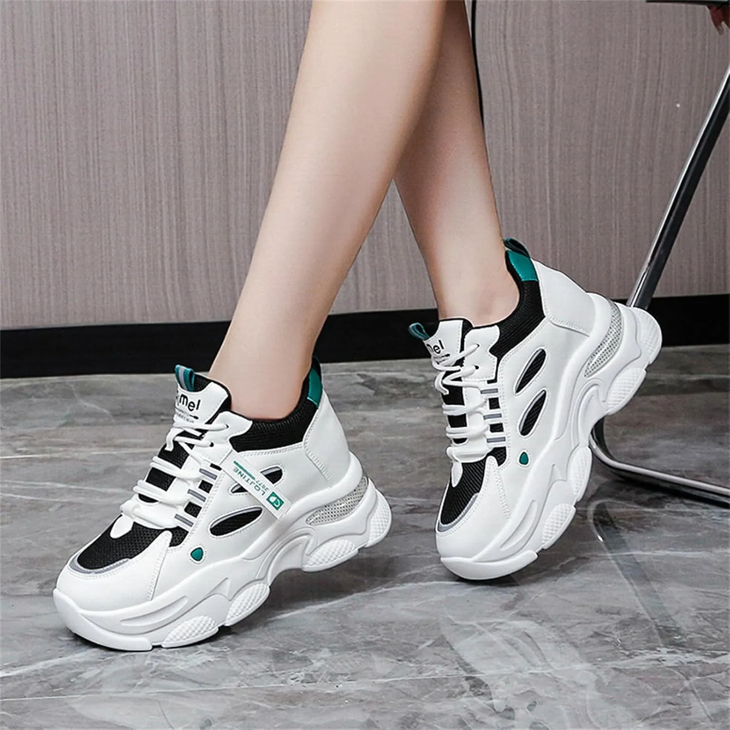 Fashion Chunky Platform Sneakers for Womens Breathable Mesh Comfortable Non-Slip Walking Shoes Outdoor Sport Lace Up Dad Shoes