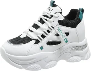 Fashion Chunky Platform Sneakers for Womens Breathable Mesh Comfortable Non-Slip Walking Shoes Outdoor Sport Lace Up Dad Shoes