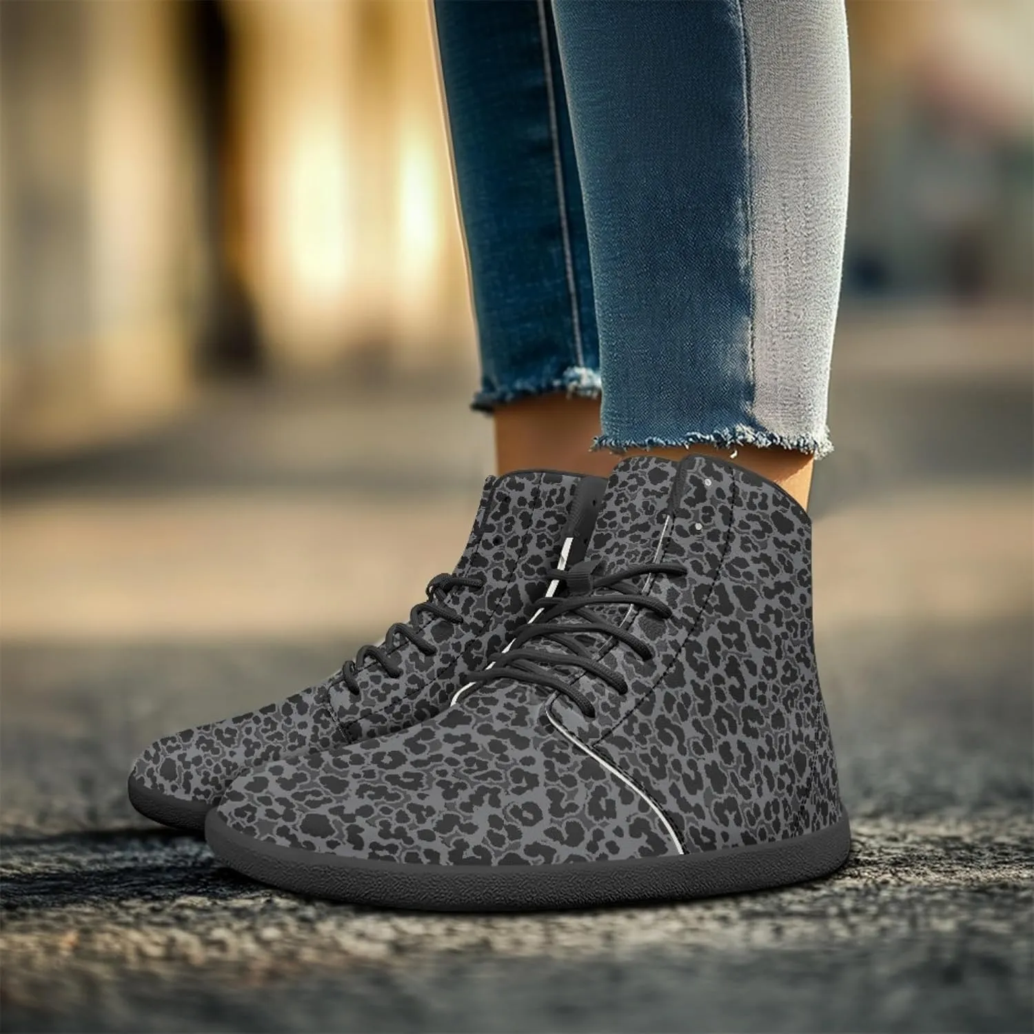 Fashion Print Womens Mens High Top Barefoot Sneakers Flat Shoes