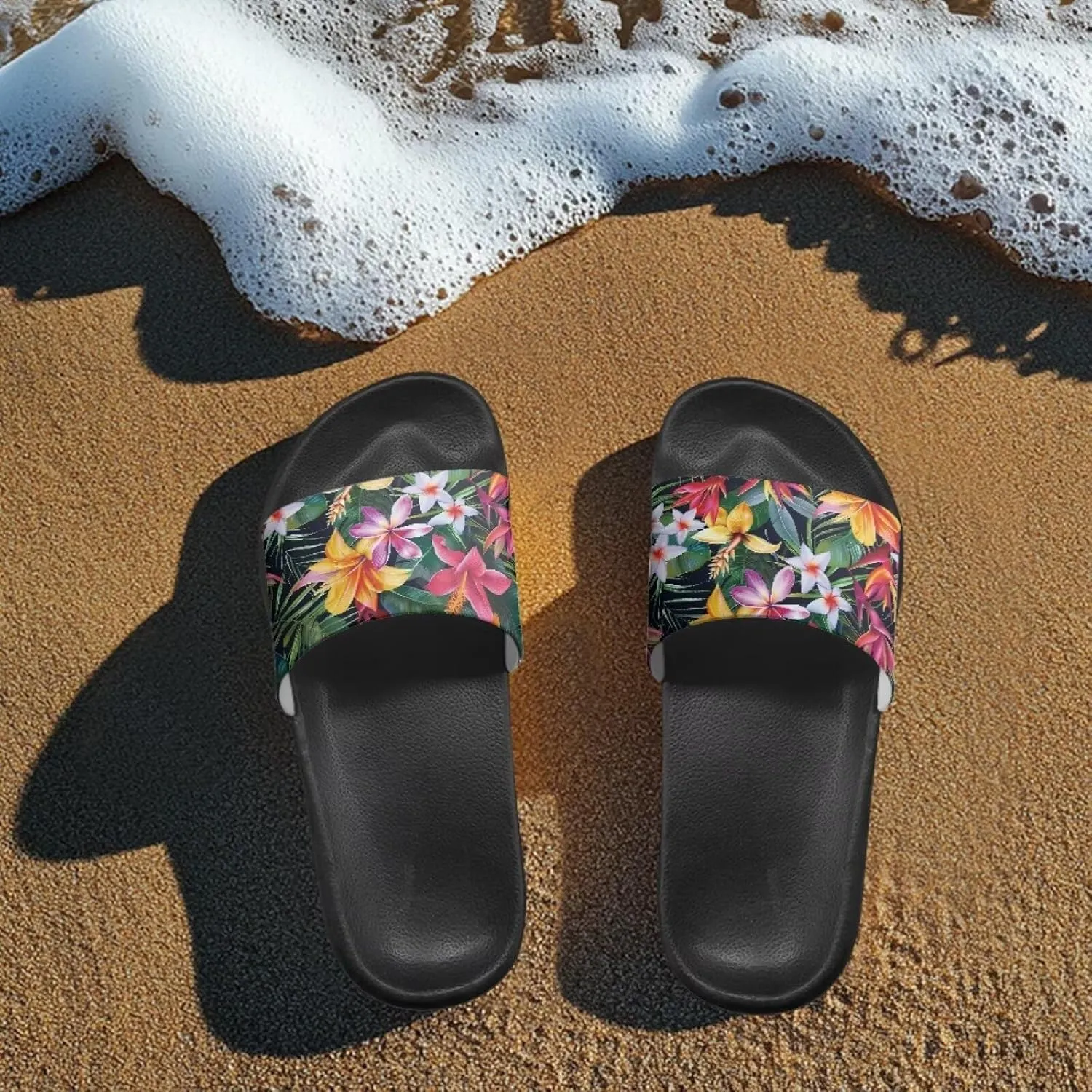 Floral Slippers Slip On Womens Flats Sandals Summer Beach Sandal for Lady Comfort Soft Footbed House Slipper