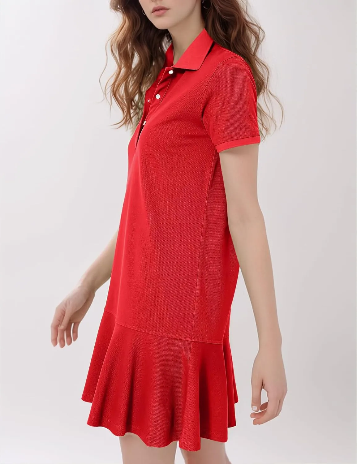 Flygo Womens Polo Dress Collared Short Sleeve Ruffle Golf Tennis T Shirt Sports Workout Mini Summer Dresses Tunic Pique