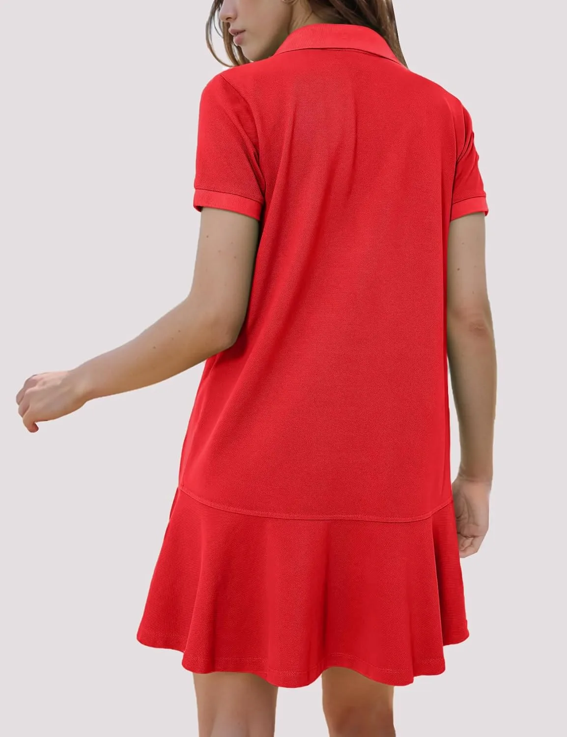 Flygo Womens Polo Dress Collared Short Sleeve Ruffle Golf Tennis T Shirt Sports Workout Mini Summer Dresses Tunic Pique