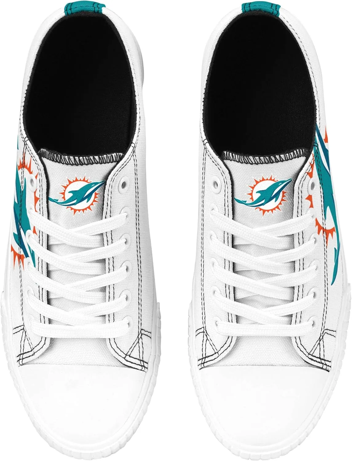 FOCO Women's NFL Ladies Fashion Team Big Logo Low Top White Canvas Sneakers Shoes