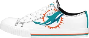 FOCO Women's NFL Ladies Fashion Team Big Logo Low Top White Canvas Sneakers Shoes