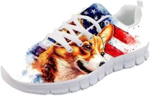 Forchrinse American Flag Bold Eagle Print Women's Athletic Running Shoes Patriotic Walking Sneakers for Men USA Shoes President Independence