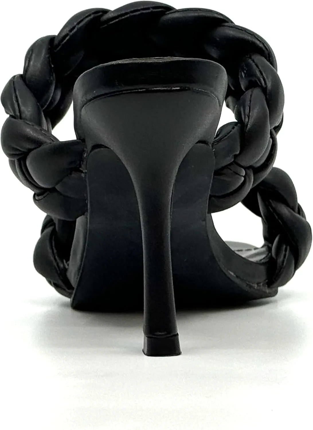 Forever Womens Square Open Toe Braided Heeled Mules Sandals Strappy Slip On Stiletto Heels