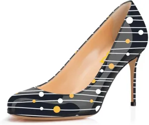 FSJ Women Formal High Heel Pumps Close Toe Slip On Business Dress Shoes for Office Work Size 4-15 US