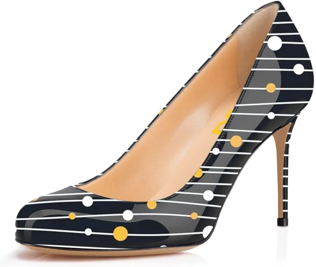 FSJ Women Formal High Heel Pumps Close Toe Slip On Business Dress Shoes for Office Work Size 4-15 US