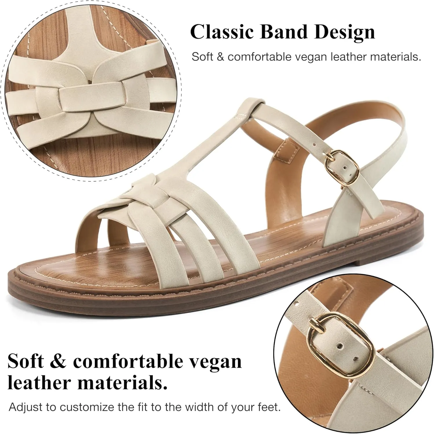 FUDYNMALC Women's Flat Sandals Dressy: Summer Gladiator Dress Sandals 2025 Comfortable Slip On Walking Beach Footwear Slingback