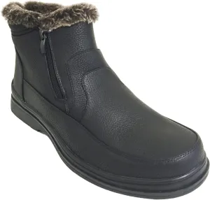 G-DMM Men's Winter Boots Cold Weather Fur Lining Ankle Warm Double Side Zipper Slip on Snow Comfort Shoes, Black