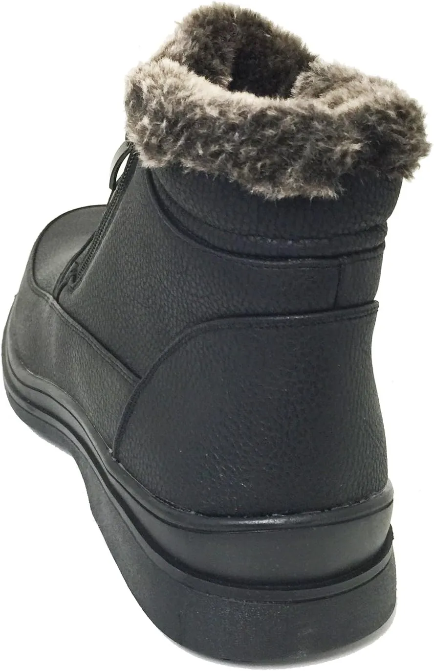 G-DMM Men's Winter Boots Cold Weather Fur Lining Ankle Warm Double Side Zipper Slip on Snow Comfort Shoes, Black