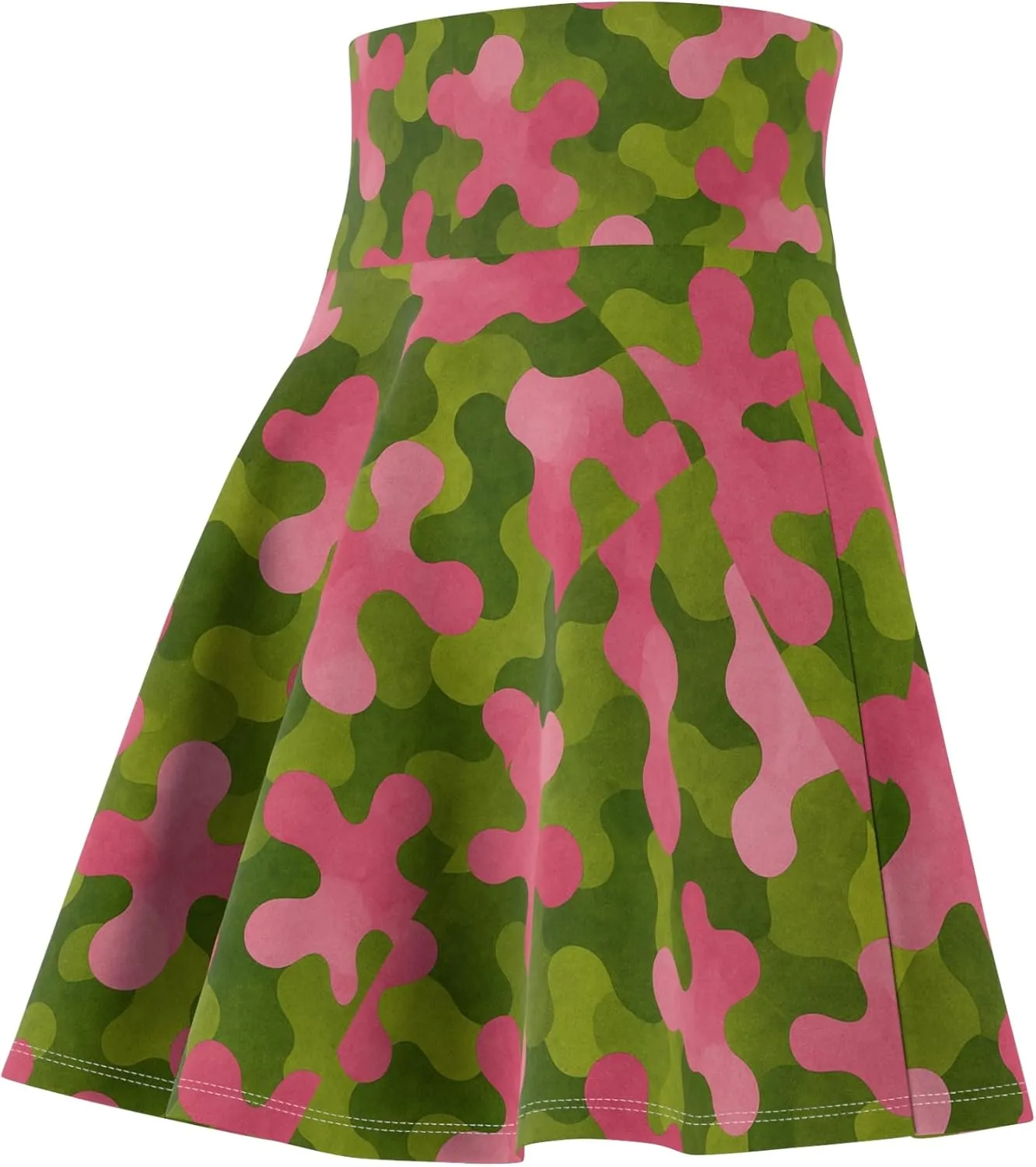 Garden-Inspired Camouflage Skater Skirt, Stylish Women's Casual and Fun Party Attire, Trendy Outfit for Summer