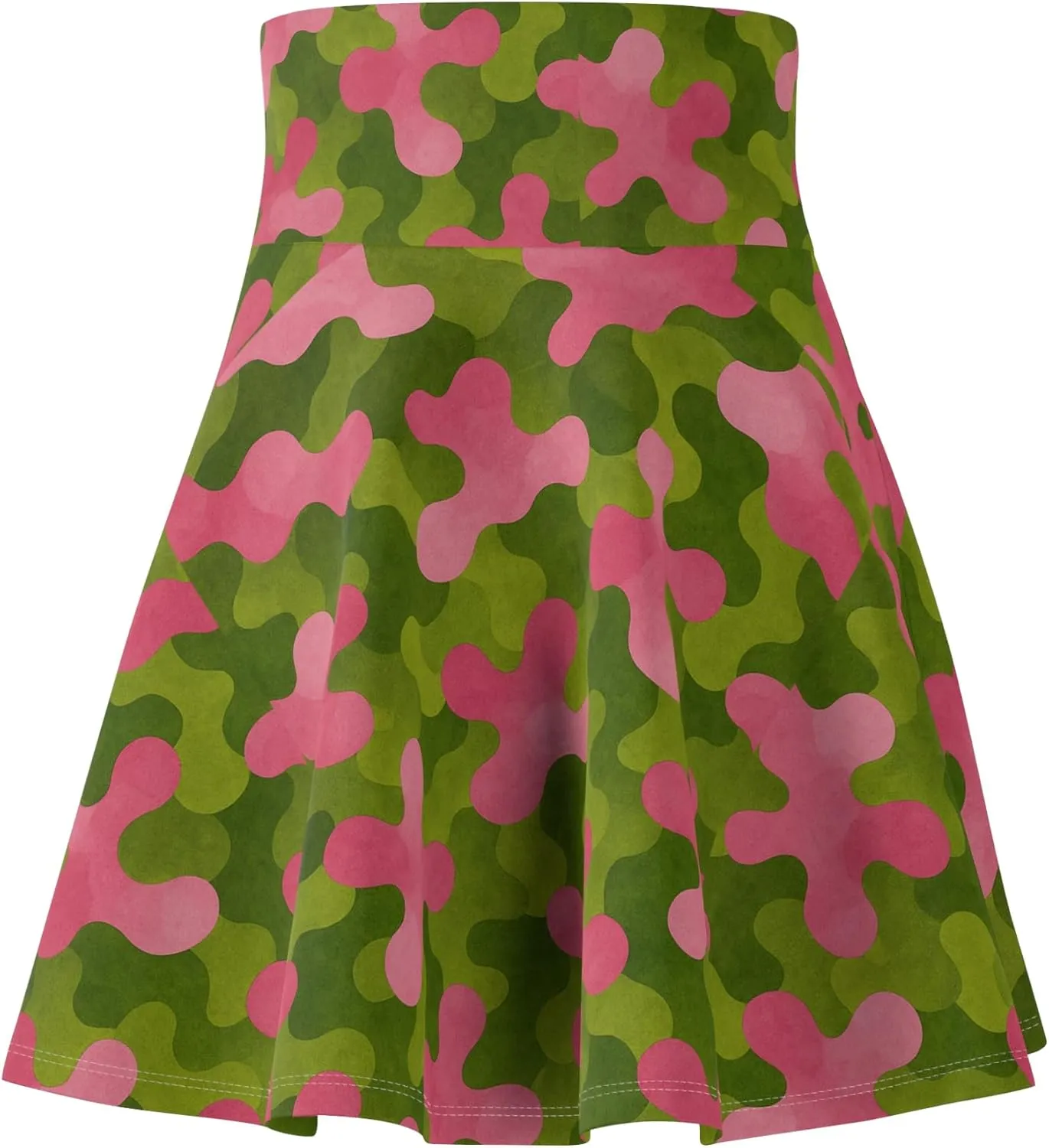 Garden-Inspired Camouflage Skater Skirt, Stylish Women's Casual and Fun Party Attire, Trendy Outfit for Summer
