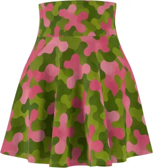 Garden-Inspired Camouflage Skater Skirt, Stylish Women's Casual and Fun Party Attire, Trendy Outfit for Summer