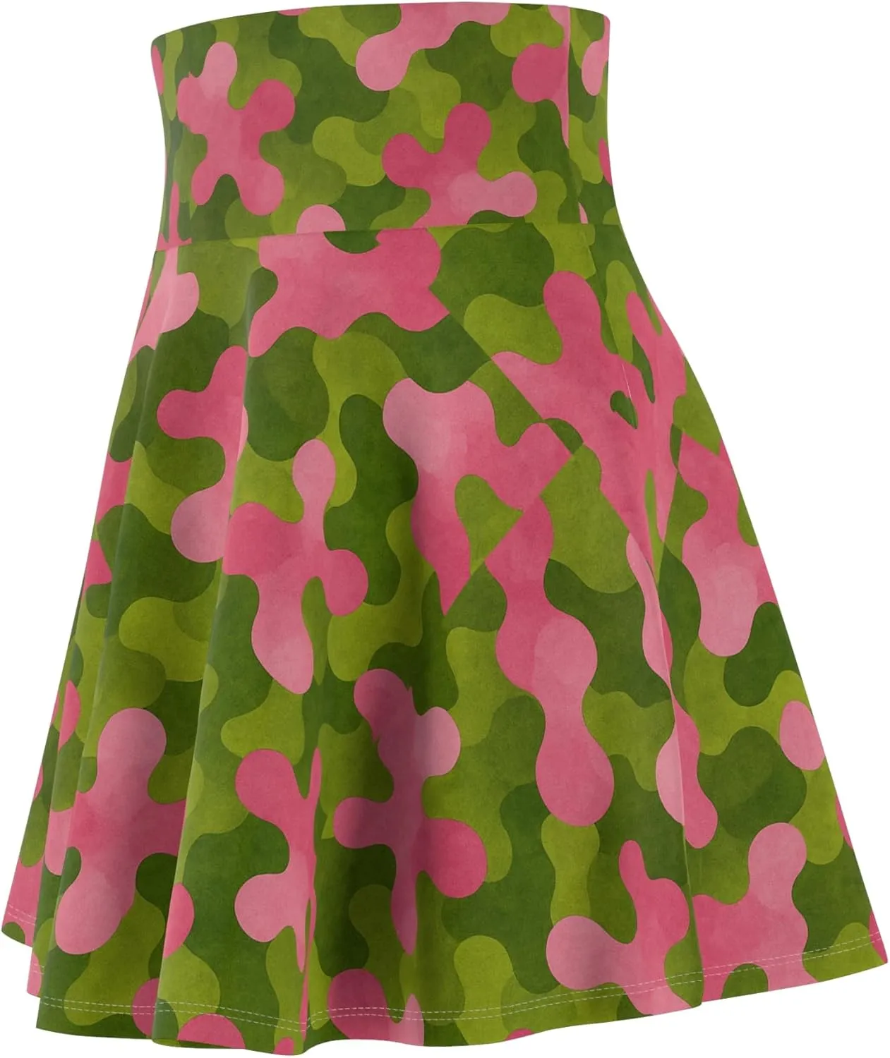 Garden-Inspired Camouflage Skater Skirt, Stylish Women's Casual and Fun Party Attire, Trendy Outfit for Summer