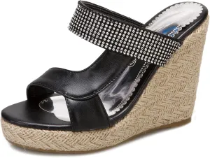 Gicoiz Espadrilles Platform Wedges Women Peep Toe Mule Slippers
