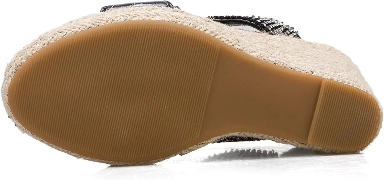 Gicoiz Espadrilles Platform Wedges Women Peep Toe Mule Slippers