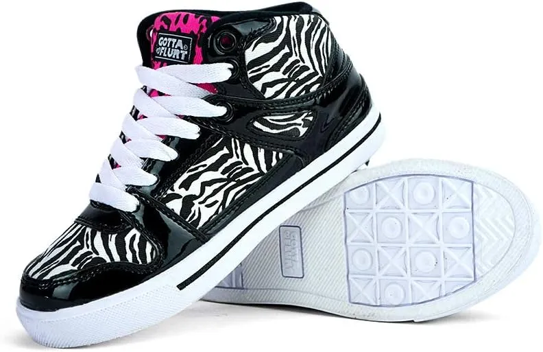 Girl's Hip Hop High Top Zebra Print Fashion Sneakers Lace-Up Shoes for Kids