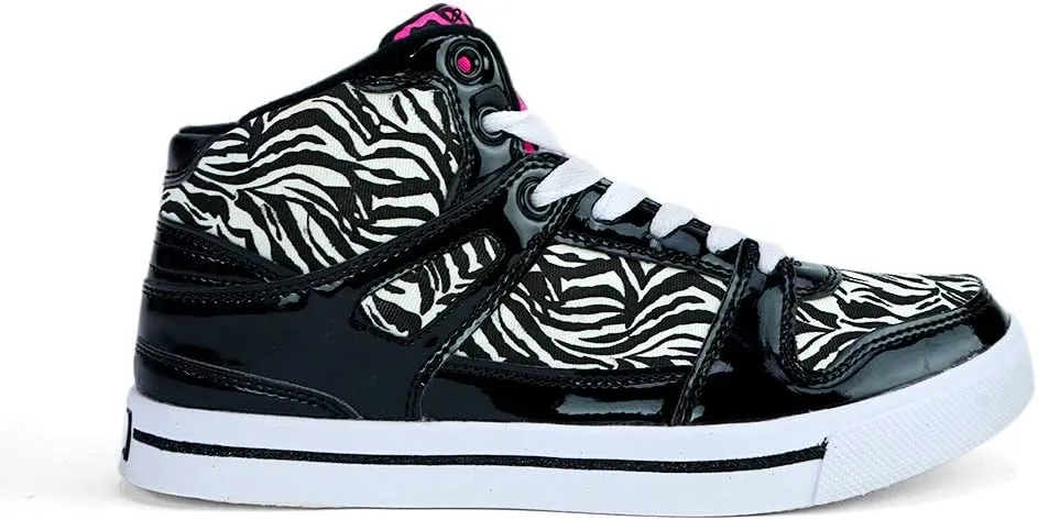 Girl's Hip Hop High Top Zebra Print Fashion Sneakers Lace-Up Shoes for Kids