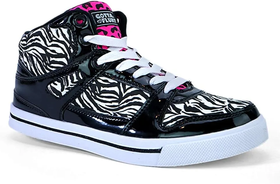 Girl's Hip Hop High Top Zebra Print Fashion Sneakers Lace-Up Shoes for Kids