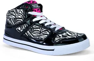 Girl's Hip Hop High Top Zebra Print Fashion Sneakers Lace-Up Shoes for Kids