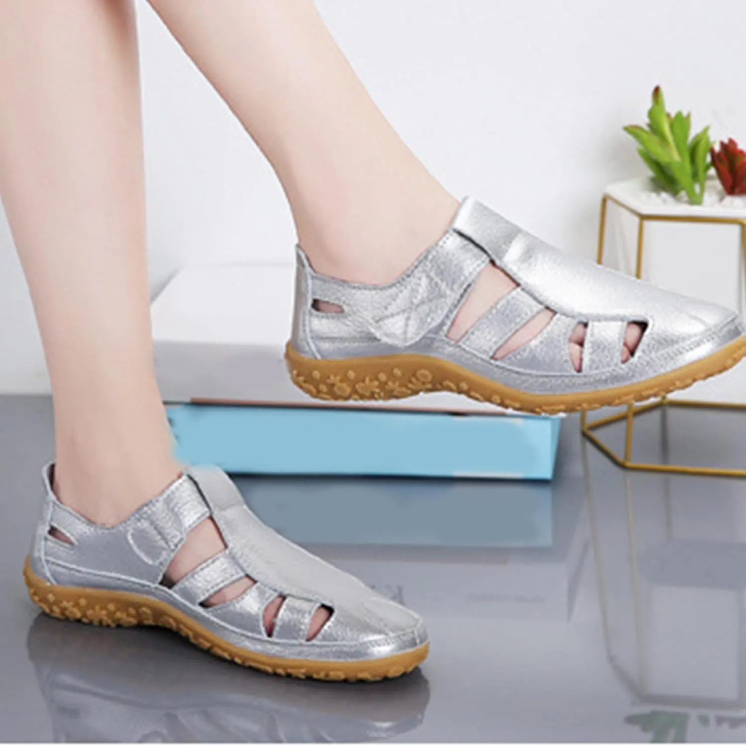Gladiator Sandals For Women Dressy Summer Closed Toe Non Slip Sandals Comfortable Hollow Out Soft Cushion Sandal Summer Outdoor Beach Athletic Shoes