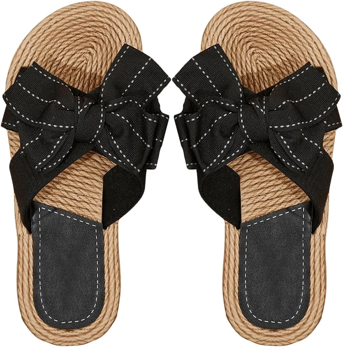 GORGLITTER Women's Bow Flat Sandals Open Toe Summer Comfort Slip on Slide Sandals