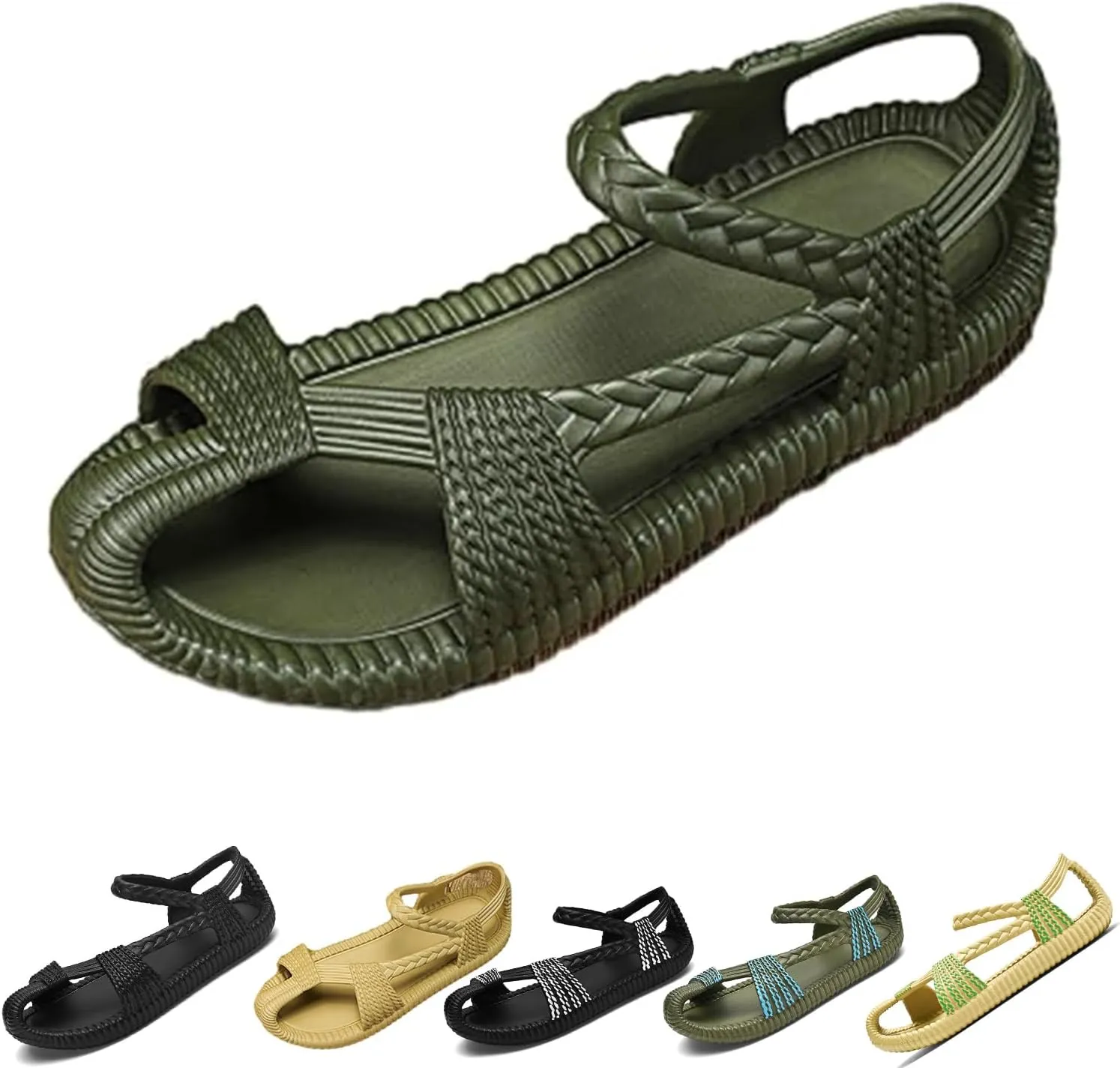 Hand Knitted Sandals Flat Sandals for Men and Women Boho Sandals Open Toe Beach Slip-On Sport Sandal Beach Poolside Travel Camping