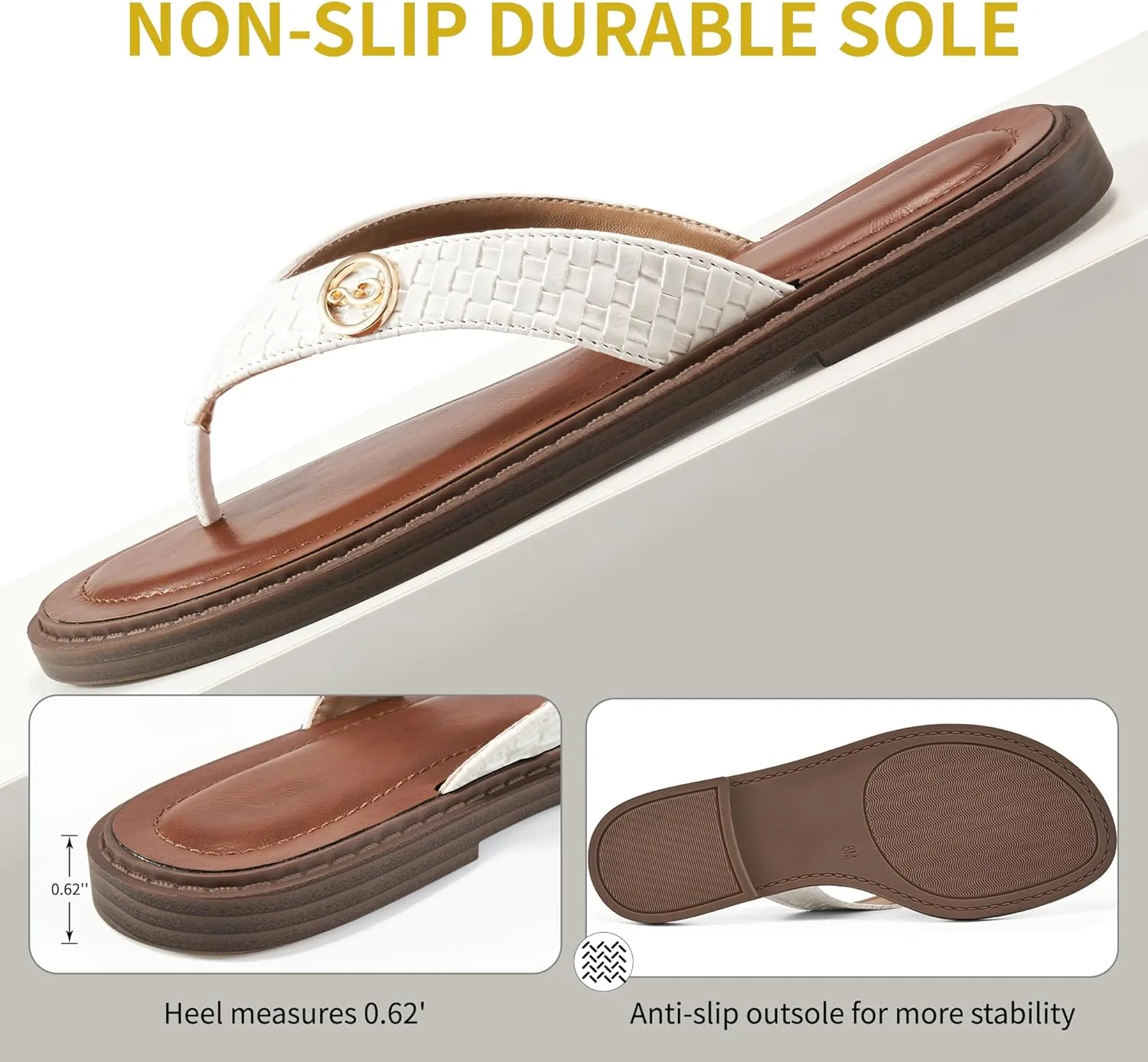 HARENCE Flip Flops for Women Comfortable Thong Sandals Dressy Summer Casual Slip on Beach Flats Shoes