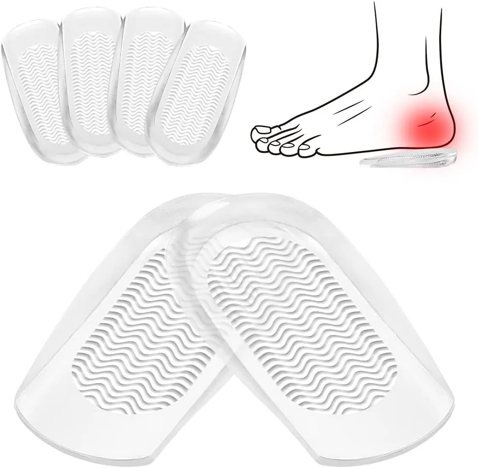 Heel Cushions for Pain Relief (2 Pairs), Gel Inserts for Achilles Tendonitis and Spurs, Pads Provide Cushioning for Men Women (L: W8-12 | M7.5-11, Clear)