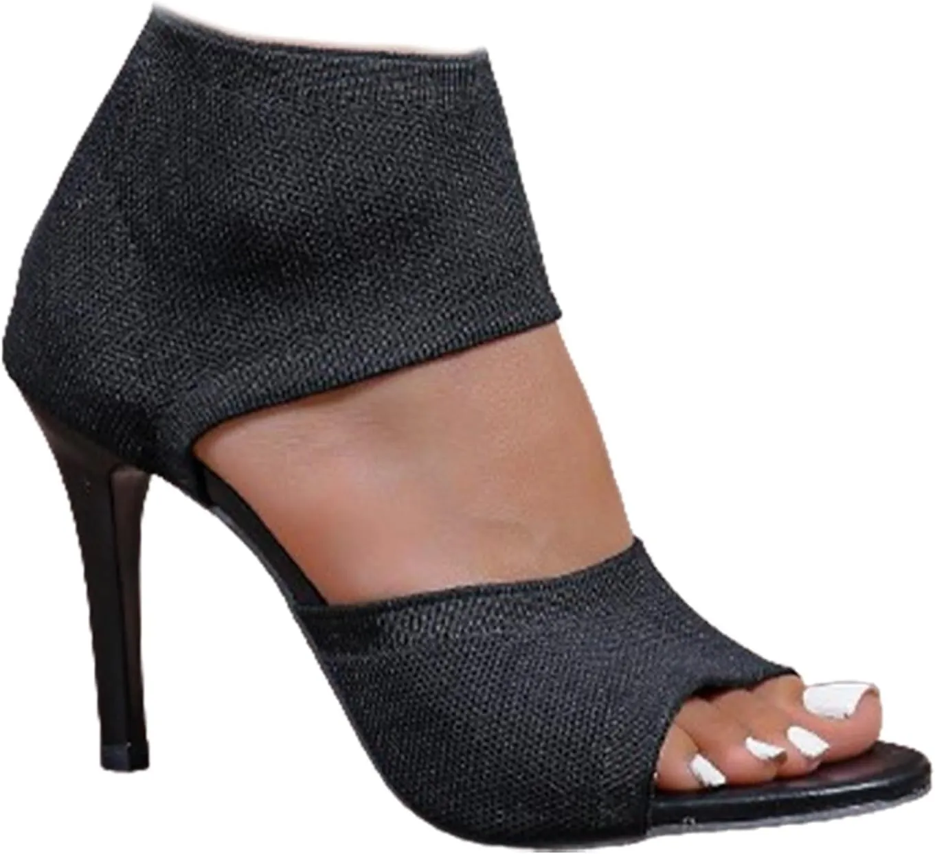 High Heel with Elastic Back,Women's Peep Toe Stiletto Heeled Sandals,Open Toe Breathable Mesh Knitted Slip on Boots