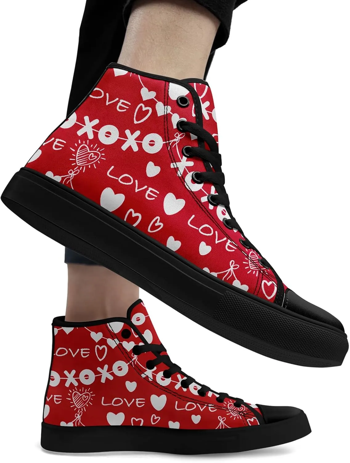 High-Top Sneakers for Men & Women – Romantic Design Canvas Shoes Stylish Casual Streetwear Walking Shoes, Trendy Lover Gift