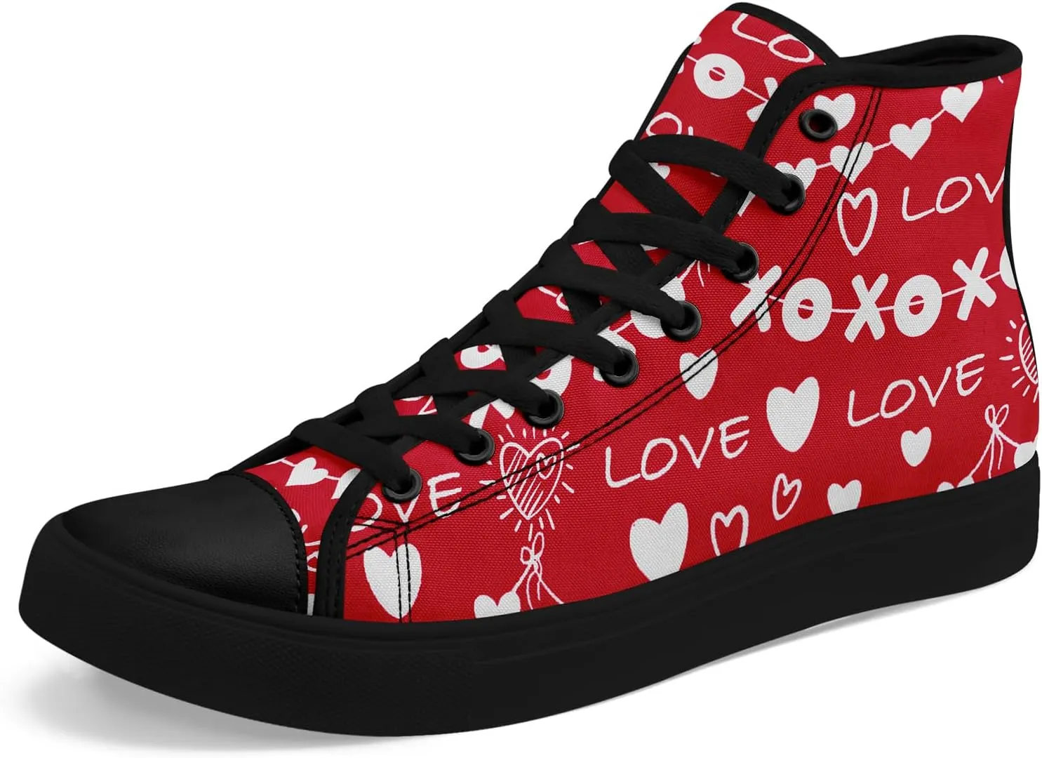 High-Top Sneakers for Men & Women – Romantic Design Canvas Shoes Stylish Casual Streetwear Walking Shoes, Trendy Lover Gift