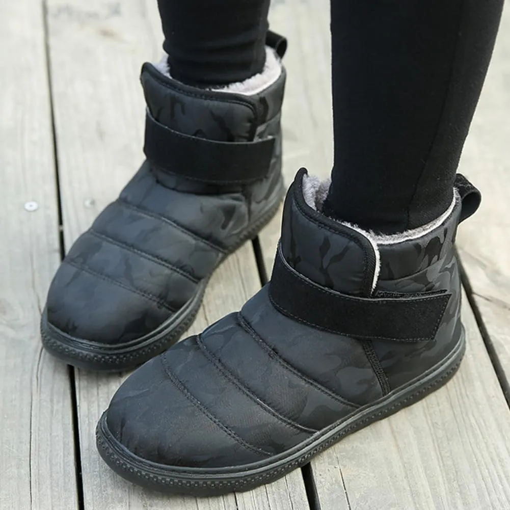HiGropcore Womens Mens Winter Snow Boots Fully Fur Lined Slip On Ankle Booties Waterproof Thickening Fuzzy Snow Shoes