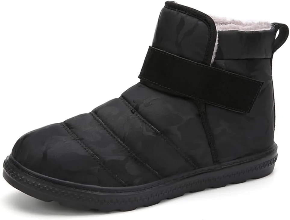 HiGropcore Womens Mens Winter Snow Boots Fully Fur Lined Slip On Ankle Booties Waterproof Thickening Fuzzy Snow Shoes