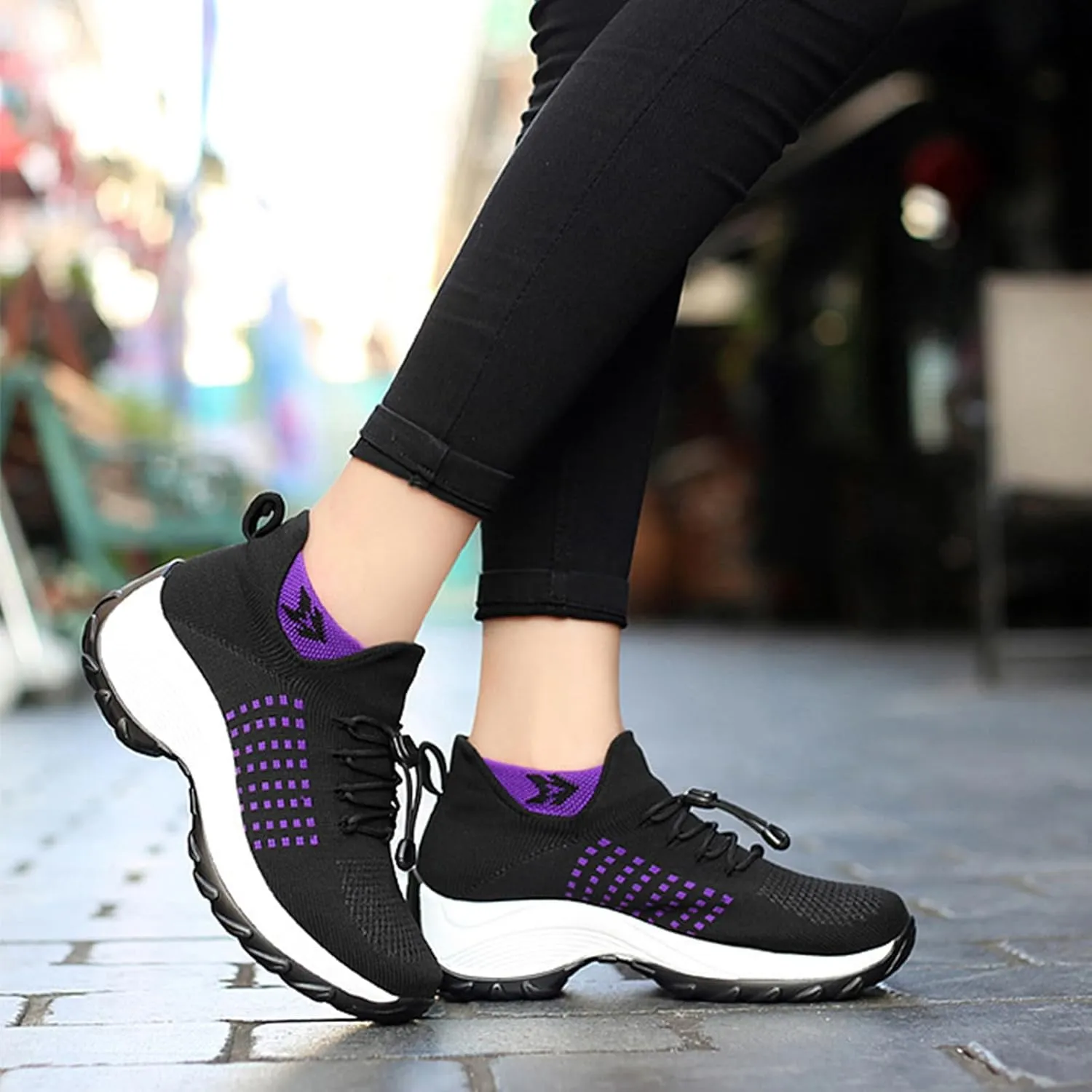 HINDOLA Women's Orthopedic Sock Sneakers Breathable Mesh Nursing Work Comfortable Casual Air Cushion Athletic Running Jogging Shoes