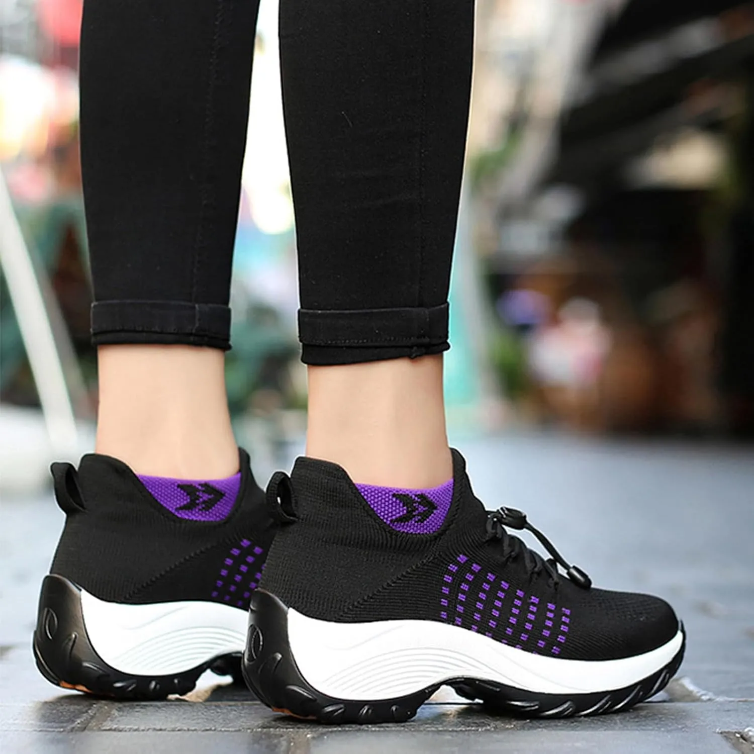 HINDOLA Women's Orthopedic Sock Sneakers Breathable Mesh Nursing Work Comfortable Casual Air Cushion Athletic Running Jogging Shoes
