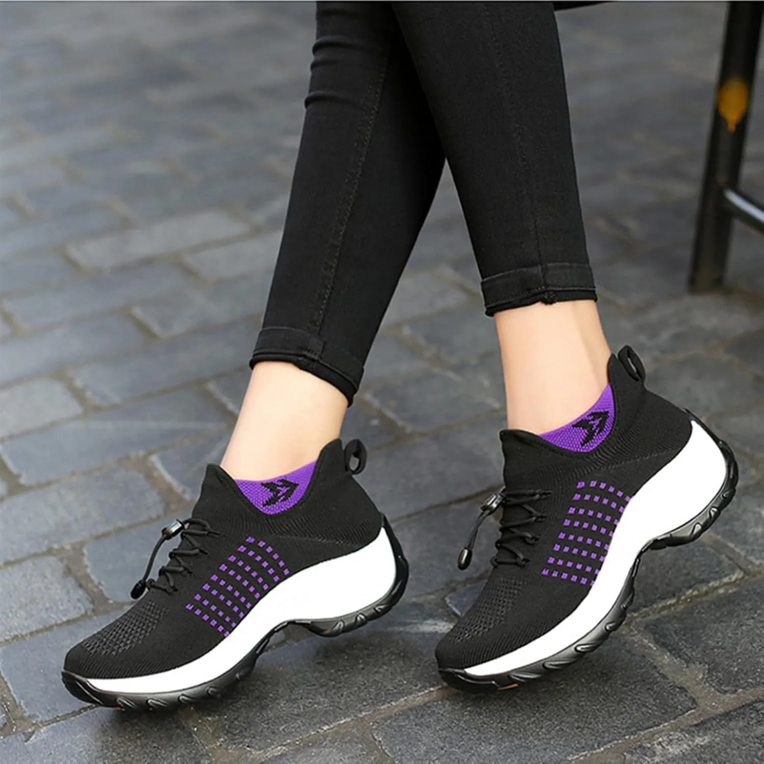 HINDOLA Women's Orthopedic Sock Sneakers Breathable Mesh Nursing Work Comfortable Casual Air Cushion Athletic Running Jogging Shoes