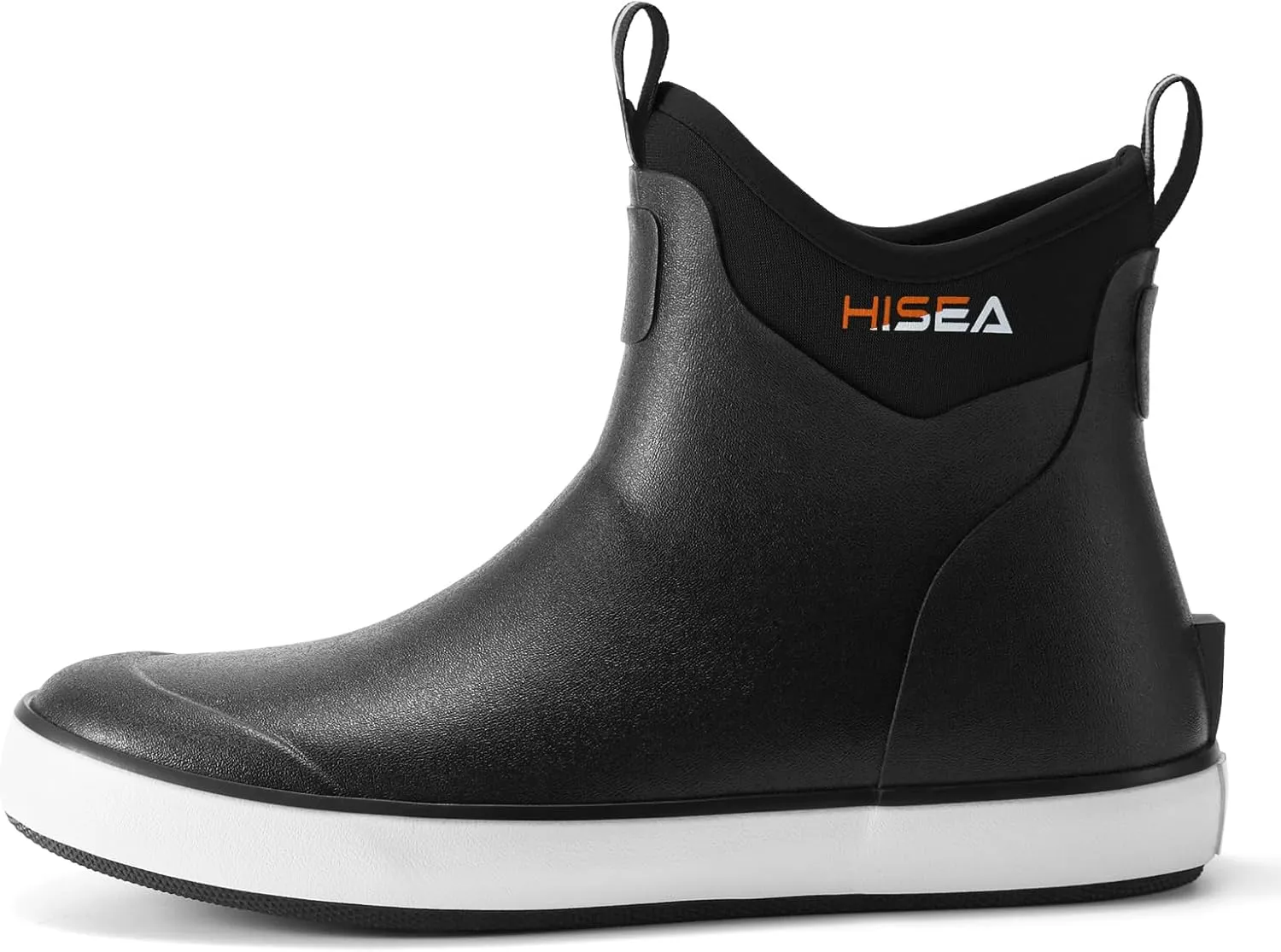 HISEA Men's Deck Boots Waterproof Fishing Rain Boots, Anti-Slip Neoprene Rubber Boots Saltwater Ankle Booties With High Traction for Outdoor Fishing Boating Sailing