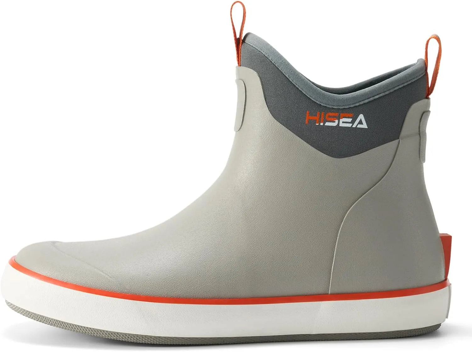 HISEA Men's Deck Boots Waterproof Fishing Rain Boots, Anti-Slip Neoprene Rubber Boots Saltwater Ankle Booties With High Traction for Outdoor Fishing Boating Sailing