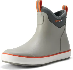 HISEA Men's Deck Boots Waterproof Fishing Rain Boots, Anti-Slip Neoprene Rubber Boots Saltwater Ankle Booties With High Traction for Outdoor Fishing Boating Sailing