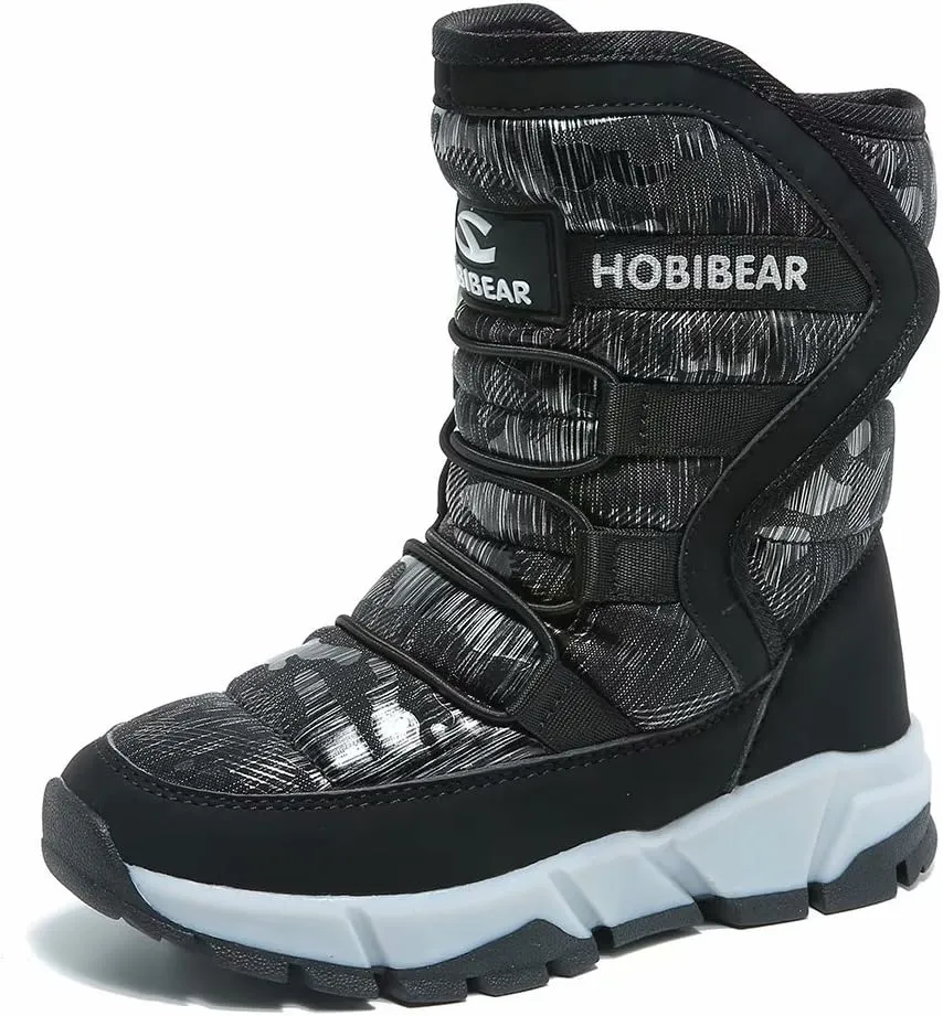 HOBIBEAR Kids Winter Snow Boots Waterproof Outdoor Warm Faux Fur Lined Shoes